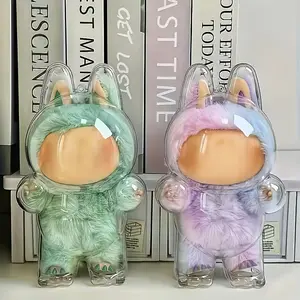 7.28 Inch Labubu Doll Acrylic Dustproof Case, Transparent Hanging Rope Display Box, Storage Holder for Generations 1 & 3, Holiday Gift