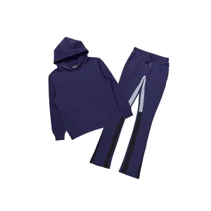 Basic Navy Hoodie/Stacked Flare Track Set