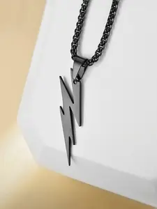 Stainless Steel Lightning Bolt Pendant Necklace, Minimalist Chain, Unisex Hip Hop Street Jewelry Gift, Cute Fashion Accessory for Daily Wear