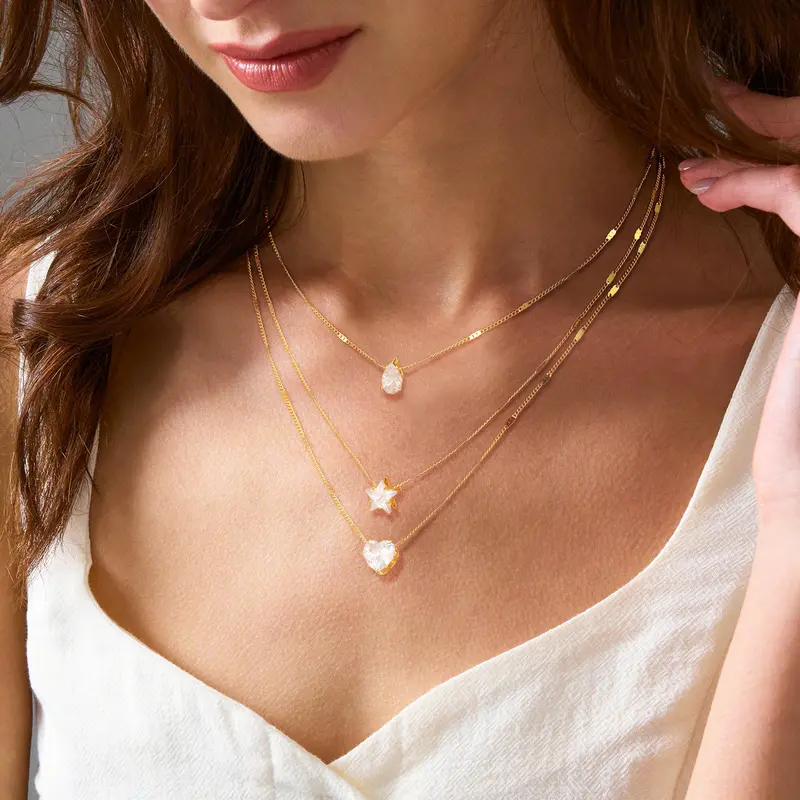 CAROVO Women's Elegant Hypoallergenic Gold Layering Chain Necklace Set - Individually Packaged Herringbone, CZ Cross, Paperclip, Cuban, Figaro, Rope, Satellite Styles, Choker Pendant, Low-Maintenance Shine Jewelry for Engagement, Birthday Gifts