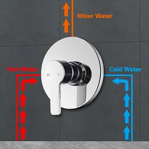 Chrome-Plated Single-Function Shower Mixer Valve - Wall-Mounted, Hot & Cold Water Control for Bathroom Decor, Round Showerhead, Concealed Installation, Round Shape, Classic Style