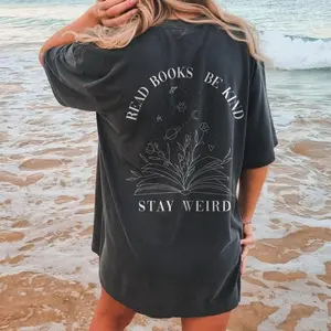 Read Books Be Kind Stay Weird Comfort Colors Shirt, Front and Back Bookish Tee, Celestial Book Lover, Library Gift Idea for Bookworm Shirt