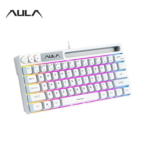 AULA Wired Gaming Keyboard, 64 Key Wired LED Backlit for Gaming Study Work, Multifunctional Portable Keyboard for Desktop Computer Notebook, Durable Keyboard, Pc Gaming Accessory