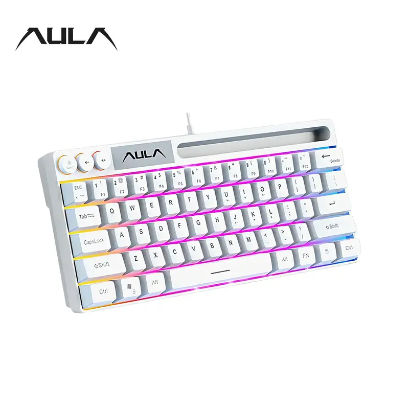 AULA Wired Gaming Keyboard, 64 Key Wired LED Backlit for Gaming Study Work, Multifunctional Portable Keyboard for Desktop Computer Notebook, Durable Keyboard, Pc Gaming Accessory