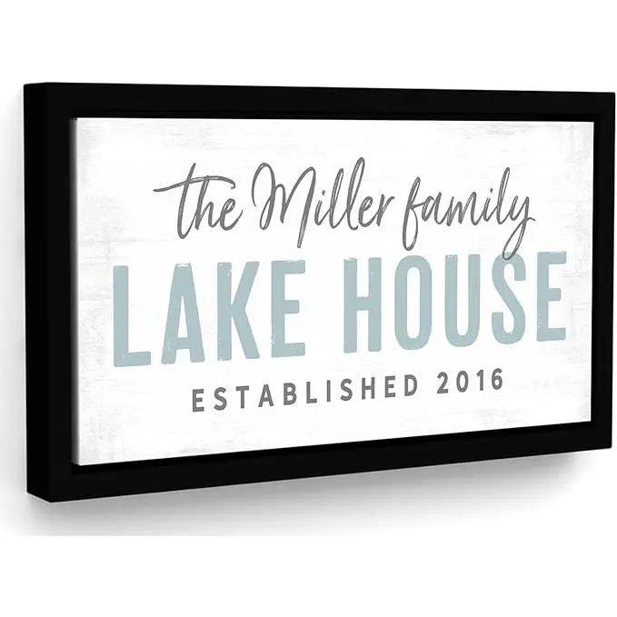 Pretty Perfect Studio Family Lake House Signs - Canvas Wall Art is Personalized 10"x20"