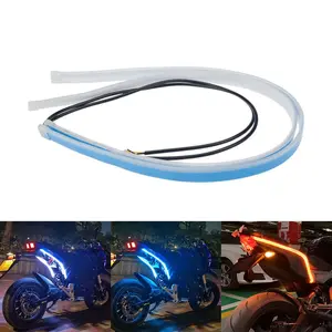 LED Scan Light Strip, Flowing Turn Signal, Motorcycle Guide Light, Flexible Band, Blue, 23.62 Inch, High-Quality Wiring