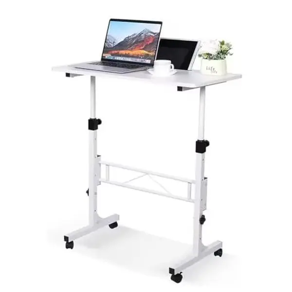 GAOMON Standing Desk with Wheels, 78-109 cm Height Adjustable Laptop Table, Home PC Table, Small Work Table for Living Room, Home Office, White