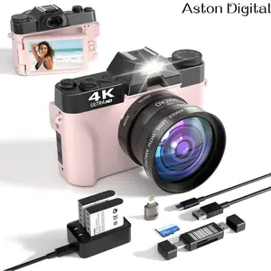 Aston Digital4K 56MP Vlogging Camera with 180° Flip Screen, Compact Camera with 16x Digital Zoom, 32GB TF Card, Summer gift(Black)