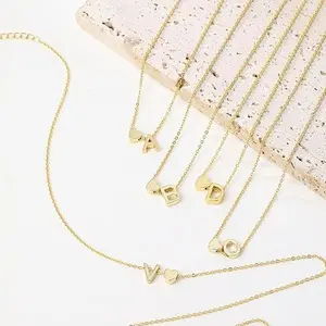 1 Piece Women's Gold Letter a\b\c\j\m & Heart Pendant Necklace - Stylish Fashion Jewelry