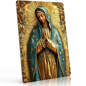"Our Lady of Guadalupe" 8x12 Inch Aluminum Metal Sign - Catholic Religious Wall Decor for Home, Church, and Prayer Room - Vintage Tin Poster with Sacred Virgin Mary Art - Durable, Weatherproof, and Easy to Hang - Ideal for Christian Faith Gifts