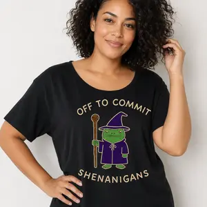 Funny Frog Shirt Chaotic Meme Graphic Tee Women Off To Commit Shenanigans Wizard Frog Relaxed Fit Quirky Comfy Top Gift