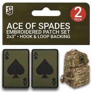 Ace of Spades Patch – 2Pcs Tactical Morale Patch Set (2x3 Inches)
