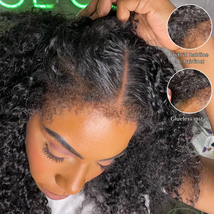 Cynosure 4C Edges Glueless Curly 8x5 Lace Front Wig Invisible HD Lace Human Hair Wig With Natural Realistic Hairline