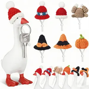6 Set Holiday （Excluding geese）Desk Goose Outfits 7 Inch Mini Knitting Hats