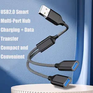 USB Hub Charger Splitter Y-Cable 1 Male to 2 Female, USB-A Extension Adapter, Multi-Port Data Charging Distributor for PC, Car, Xbox One Series X/S, PS4, Laptop