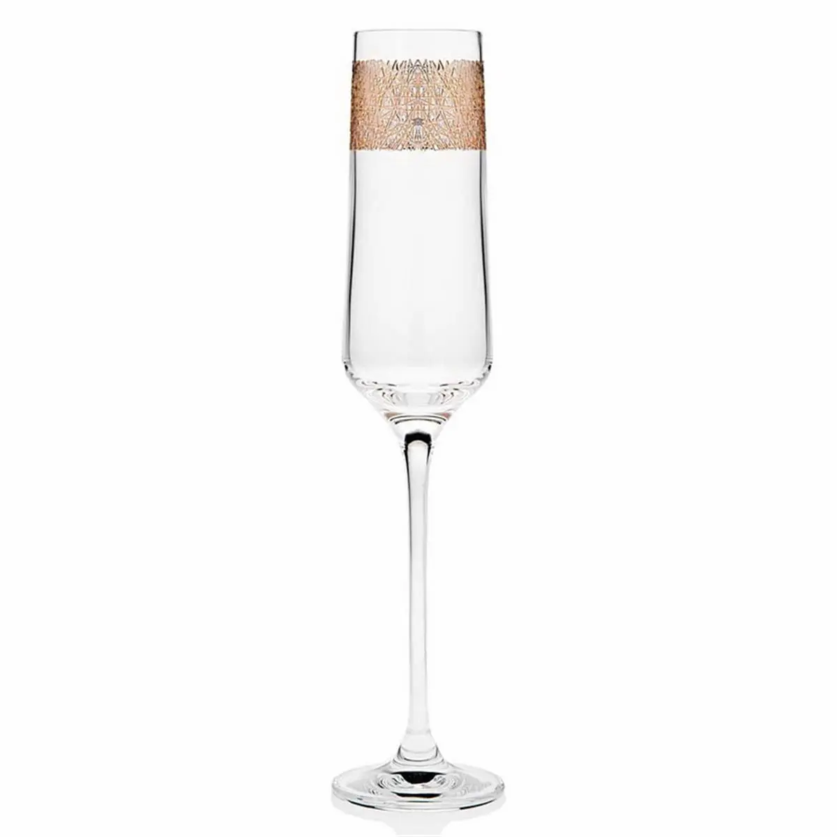 212 MAIN Godinger 6oz Eclipse Gold Flutes Steamware, Handcrafted Artistic Set of 4