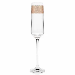 212 MAIN Godinger 6oz Eclipse Gold Flutes Steamware, Handcrafted Artistic Set of 4