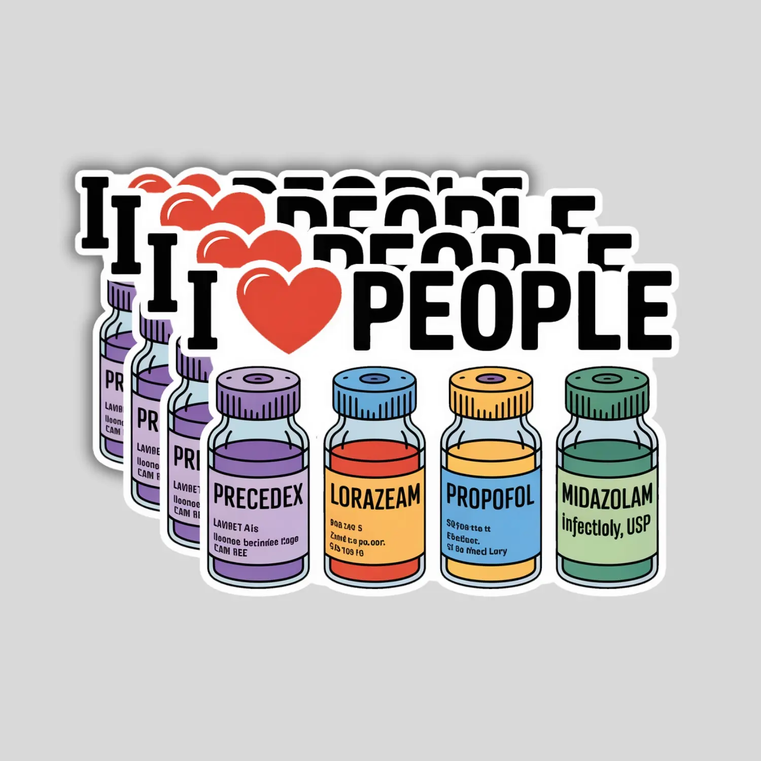 4 Pack I Love People Sticker – Funny Nurse Mental Health Vinyl Decals for Water Bottle, Laptop, Hard Hat, Car, Phone – Waterproof Gift