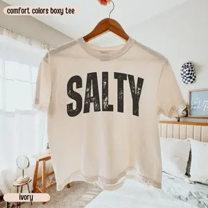 Comfort Colors ® Salty Boxy Crop Shirt, Trendy Beach Shirt, Summer Baby Tee, Vacation Shirt, Salty Shirt, Gift for Her, Sarcastic Shirt