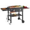 VEVOR Propane Gas Griddle, 2-Burner Foldable Deck Griddle with 28" Grill Plate & Transport Wheels, 30000 BTU Multi-Zone Heat Outdoor Cookware for Barbecue, Camping, Family Parties, Tailgate Setup with Pulse Ignition