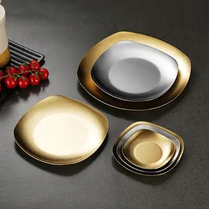 Korean Style 304 Stainless Steel Square Bone Plate Snack Plate BBQ Plate Hot Pot Dish Seasoning Plate Grilled Meat Plate