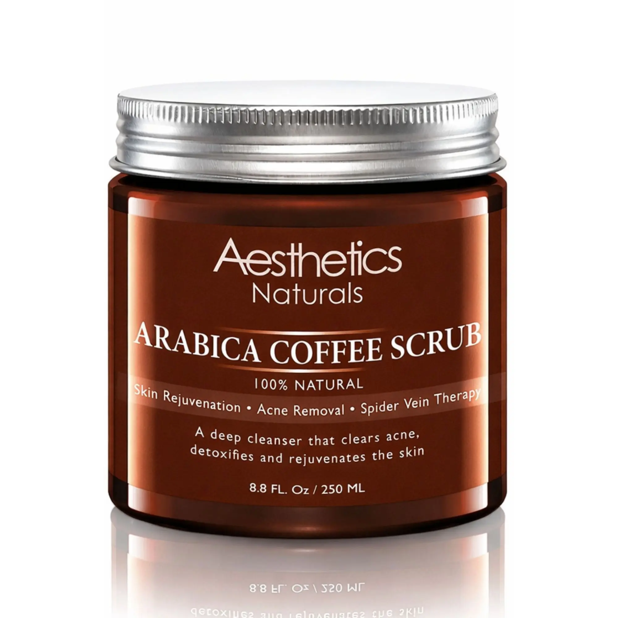 Aesthetics Naturals Arabica Coffee Scrub - Exfoliating Face & All Body Cleanser for Adults, Acne Treatment, Oil Control, Pore Minimizing, Tightening, Anti-Aging Rejuvenation, Detoxifying Pure Nature Care