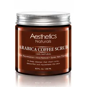 Aesthetics Naturals Arabica Coffee Scrub 100% Natural Exfoliating Body & Face Scrub Deep Cleansing Acne Removal Skin Rejuvenation Detoxifying Skincare
