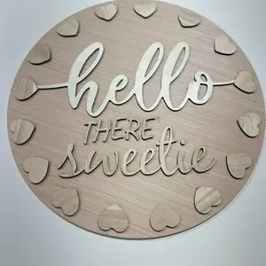 Hello There Sweetie Unfinished 18" Door Hanger Kit | DIY Group Kit | Wooden Hanger DIY | Girls Night Project | Craft Project