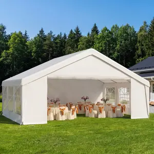 Aoxun Heavy-Duty Steel Frame Party Tent Canopy, 20x20/20x40 Patio Canopy with Sturdy Base, Waterproof Material, Removable Sidewalls & Roll-Up Door, for Weddings, BBQ (3 Packages Shipping, White),summervibes