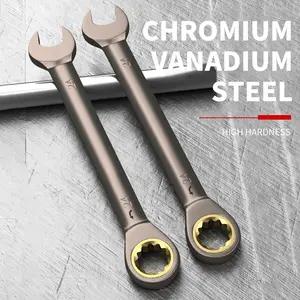 6-32mm Black Nickel Fixed Head Ratchet Metric Ratchet Wrench, rust-resistant chrome-plated steel with 72-tooth industrial-grade chrome-vanadium steel ratchet for motorcycle and bicycle maintenance. Industrial Tools, Gifts for Men, Stocking Stuffers