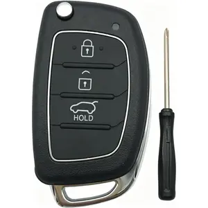 WOAOW Replacement Keyless Entry Flip Folding Key Fob Case Shell fit for 2013 2014 2015 2016 Hyundai Santa fe Sonata Tucson Key Fob Cover
