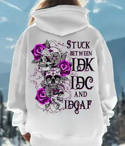 IDK IDC IDGAF Skull Hoodie – Purple Roses Bad Girl Attitude Sweatshirt