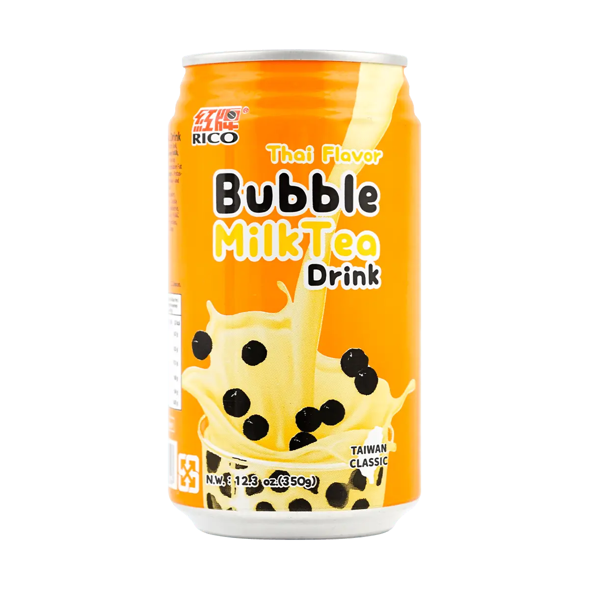 RICO Taiwanese Bubble Tea Drink - Thai Milk Tea Flavor, 350ml Ready-to-Drink Boba Beverage