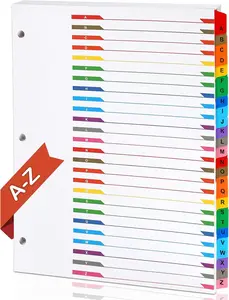 Alphabet Binder Dividers for 3 Ring Binder, A-Z Dividers for 3 Ring Binder, Multicolor A-Z Binder Dividers with Customizable Table of Contents Page, ABC Alphabet Tabs for School Office