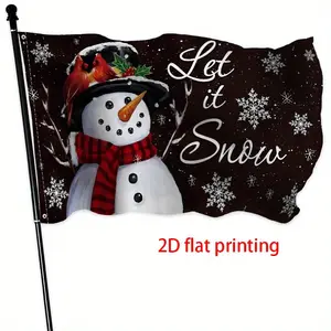 Snowman Snowflake Yard Flag, Double-Sided Christmas Winter Outdoor Decorative Banner, All-Weather Durable Festive Garden Porch Decor for Holiday Home Seasonal Display