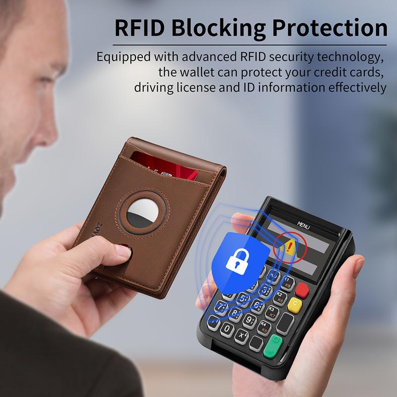 ZOVYRON Airtag Wallet for Men, Smart Wallet Leather Wallet Credit Card Holder with Airtag Holder