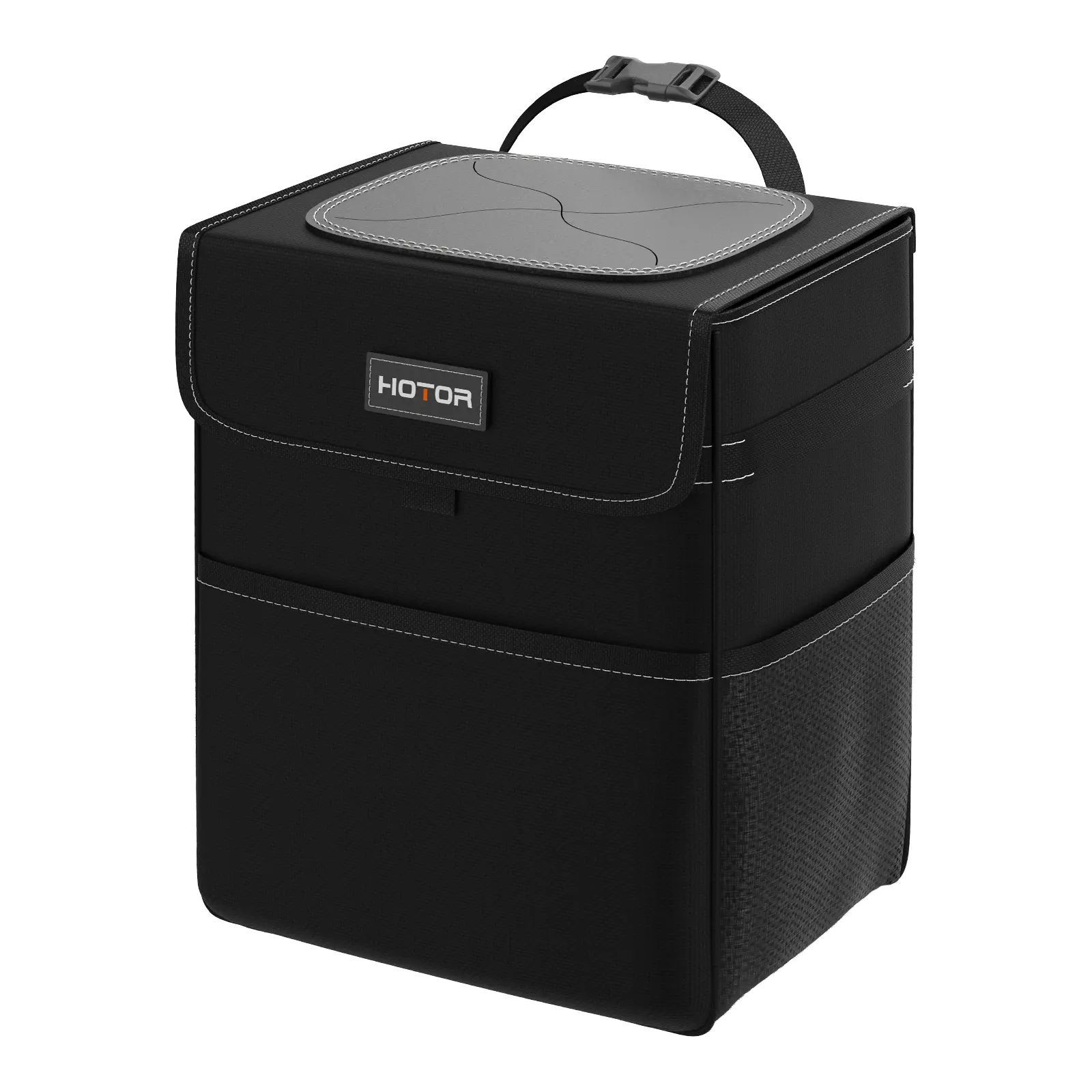 Car Trash Can with Lid, Oxford Cloth Car Garbage Bag, Leakproof Waterproof Car Trash Bin, Black, 1 Pack