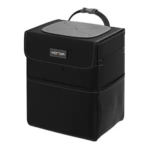 Car Trash Can with Lid, Oxford Cloth Car Garbage Bag, Leakproof Waterproof Car Trash Bin, Black, 1 Pack