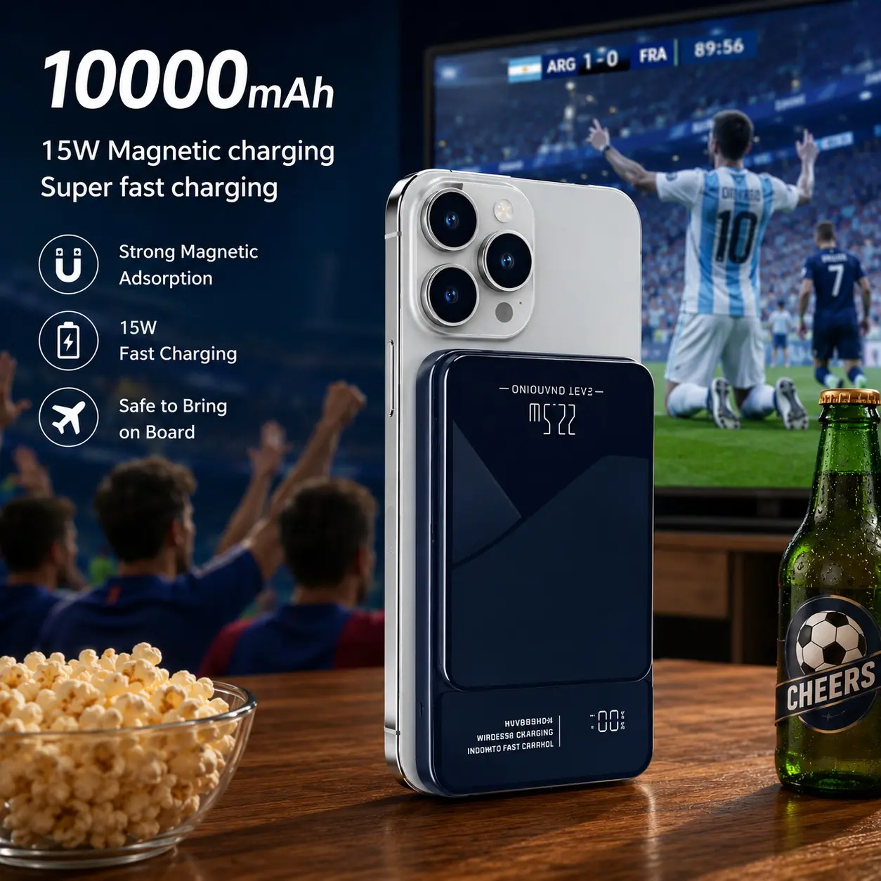 10000mah Power Bank, Magnetic Wireless Charging, Smart Display, Dual Fast Charge, Compatible with Apple and Android, Travel Essential, High Power Portable, Magnetic Power Bank Charger, Portable Powerbank, USB Power Bank