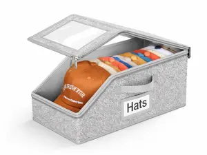 Stackable Baseball Cap Storage Box, Holds Up to 24 Hats – Durable Foldable Cardboard Organizer, Large Capacity Hat & Toy Storage Solution, Versatile Home & Bedroom Organizer, Dustproof, Space Saving