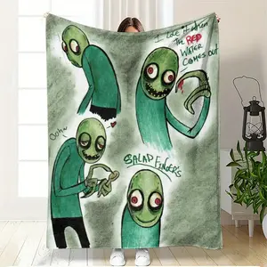 Salad Fingers themed printed flannel blanket, soft and warm, suitable for all seasons, suitable for sofa, office and travel - ideal gift choice