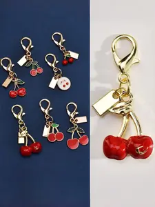 Y2K Sweet Cool Cherry Series Keychain Set, Stylish Keychain, Bag Charm, Car Ornament, Style Summer Fruit Accessory, Perfect Gift for Girls