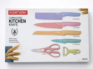 EVDRTVERH 6 Piece Corrugated Kitchen Knife Set Nonstick Stainless Steel | 0244