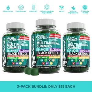 Clean Nutra 3-Pack Gummies | Sea Moss, Elderberry, Black Seed Oil, Ashwagandha, Burdock Root & More for Health –  MultiMineral 102