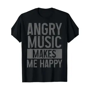 Angry Music Metalhead Heavy Metal T-Shirt for Men - Death Metal Graphic Tee, Casual Crew Neck Short Sleeve, Breathable Cotton Fabric with Slight Stretch, Regular Fit All-Season Fashion Top for Everyday Wear, Machine Washable