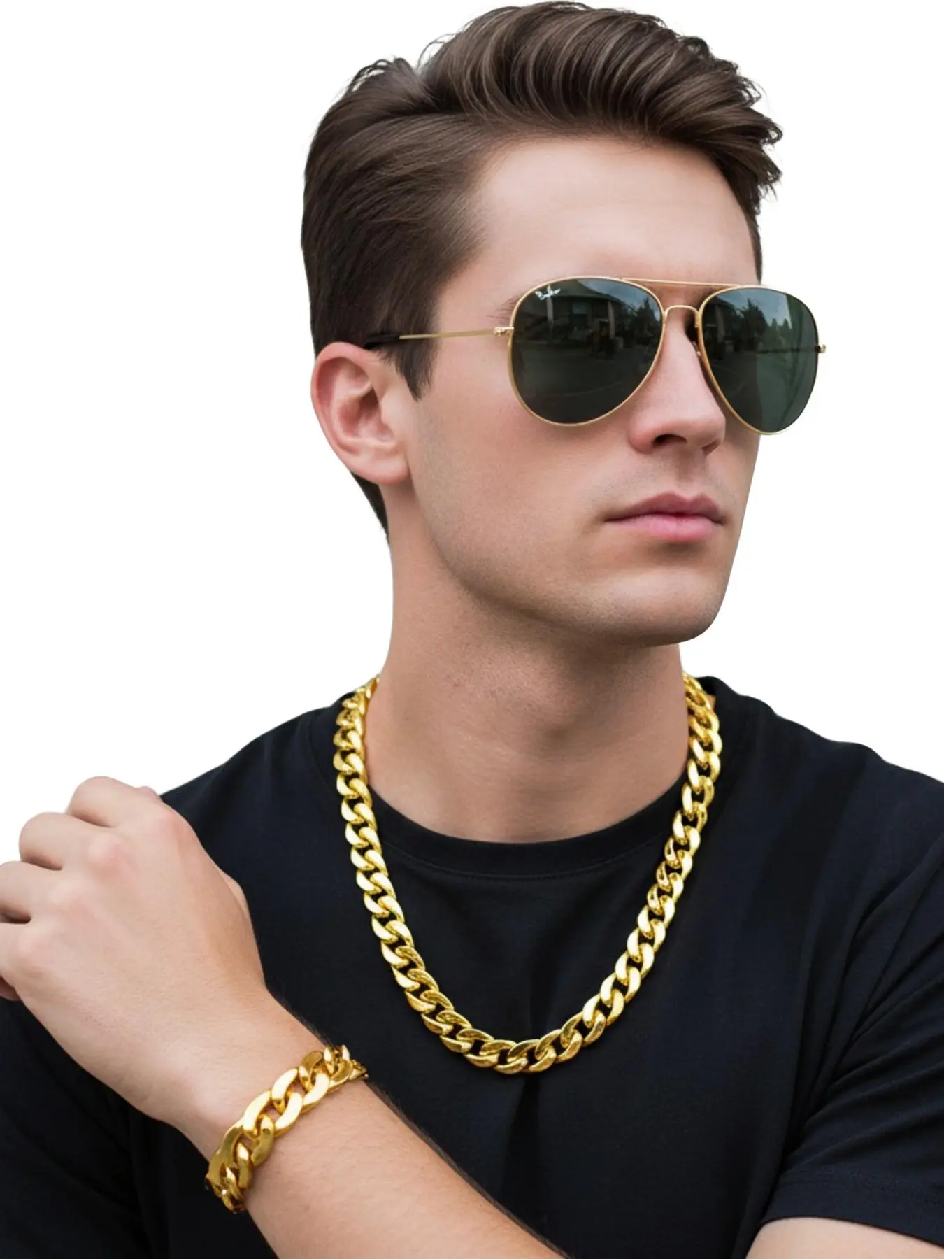 Rich Man Set with Bracelet Necklace Glasses, Party Accessories, Party Supplies, Halloween, Retro, Pool, Beach, Music Festival, Nightclub