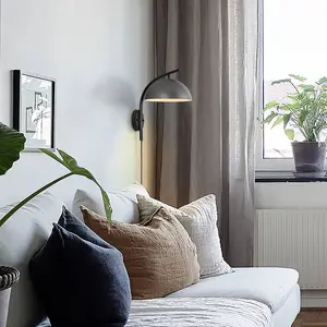 Domus Wall Sconce - 15", Plug-in, Gunmetal & Matte Black