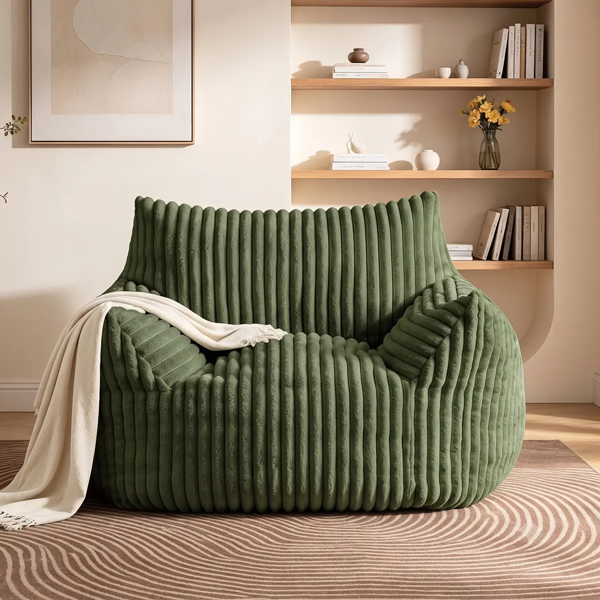 Oversized Bean Bag Chair for Adults, Plush Cloud Floor Sofa with Armrests, Comfy single Reading & Gaming Lounge Chair for Living Room, Bedroom, Apartment & Dorm sofa chair