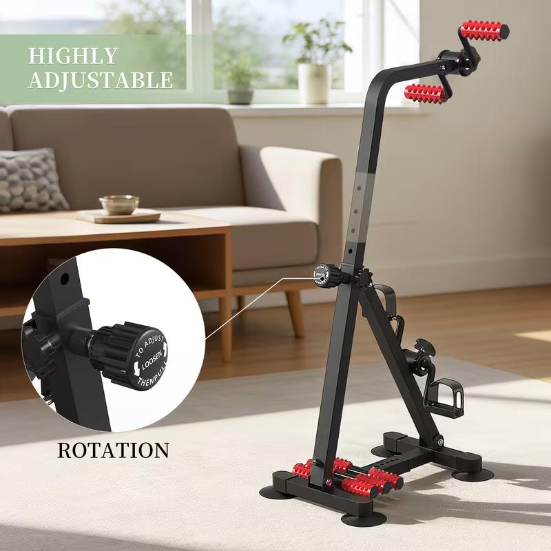 Sitting Pedal Exerciser for Seniors, 3-in-1 Rehabilitation Trainer for Arms, Legs & Knees, Home Rehabilitation Exercise Bike with Massage Rollers