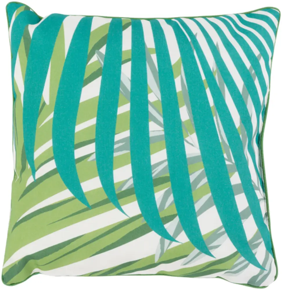 Livabliss UL005-1616 Ulani Woven Fabric Throw Pillow - 100% Polyester, Charming Botanical Leaf Design, Emerald-Grass Green-Black, 16x16x4 in, Outdoor Safe, Charming Botanical Design